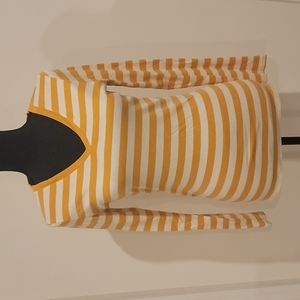 Women's Merona Stripe Long Sleeve Shirt, Medium, Color: Mustard Yellow and Cream
